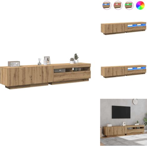 TV-Schrank mit LED-Leuchten Artisan-Eiche 200x35x40 cm - TV-Schrank - TV-Schränke - TV-Ständer - TV-Sideboard (1/5)