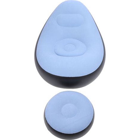 Fauteuil gonflable avec repose-pieds, revêtement en PVC floqué, canapé gonflable pliable, fauteuil relax pour la maison, le camping, bleu (1/5)