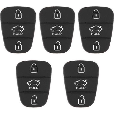 Lot de 5 coques de rechange en caoutchouc pour télécommande 3 boutons, compatibles Hyundai et Kia (avec lettres).