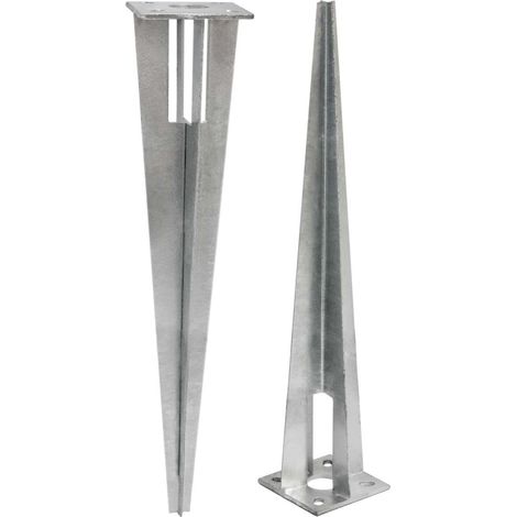 NIEDERBERG METALL Estaca de metal galvanizado de forma piramidal aprox 50cm de largo  ideal para clavar y asegurar en el suelo postes para vallas de aprox Ø34mm  Plateado