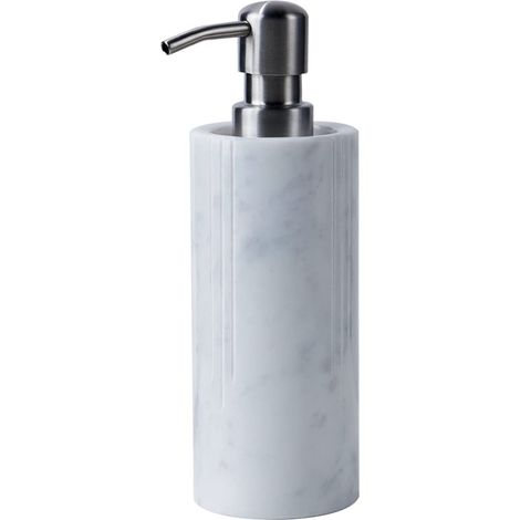 Distributeur de Savon en marbre Blanc pour comptoir, Salle de Bain et Cuisine, Savon Liquide à Main ou Vaisselle, Bouteille Pompe en Acier 304, Italie Carrare, Vanity (1/5)