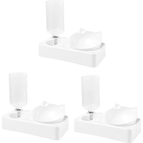 3 pièces gamelles inclinées pour chats et chiens, double compartiment eau/nourriture, base antidérapante, design modulaire (1/5)