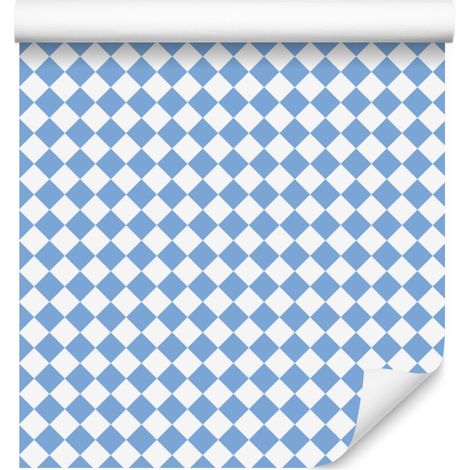 Carta da parati con rombi geometrici azzurri, sfondo azzurro 50x1000 cm (1/5)