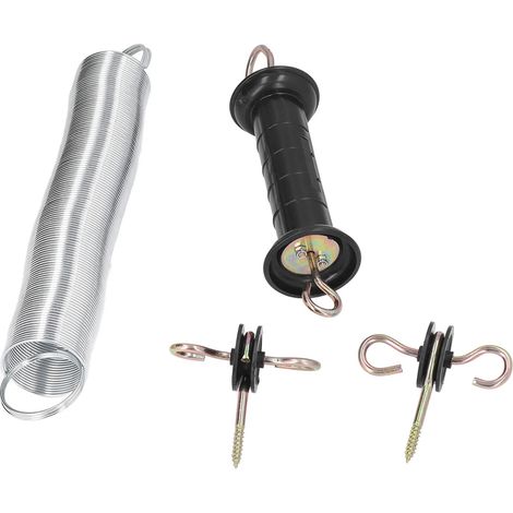 Kit de clôture électrique – Ensemble de ressorts électrifiés extensibles de 5 m avec poignée isolante en polypropylène durable et accessoires en fer pour confinement du bétail, solution d'accès facile (1/4)