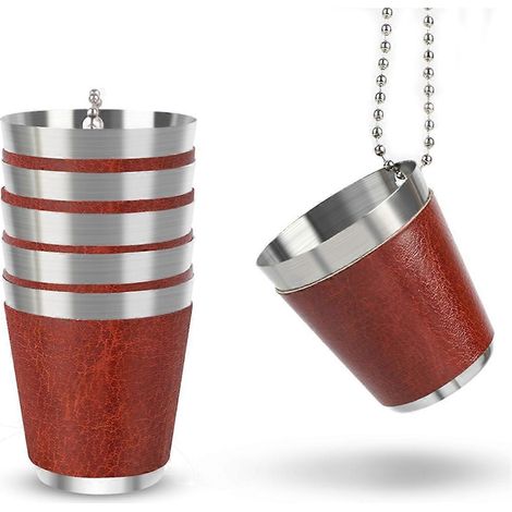 Verre à shot en acier inoxydable avec chaînette, 30 ml, idéal pour les fêtes (modèle AA présenté). (1/5)