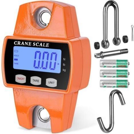 Balance numérique suspendue de 660 lb avec boîtier en fonte d'aluminium, mini-balance portable de 300 kg avec crochets pour la ferme, la chasse, la pêche et les activités de plein air (orange) (1/4)