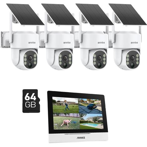Sistema de cámaras de seguridad con energía solar, resolución de 4 MP, 4 cámaras con tarjetas SD de 64 GB. (1/2)