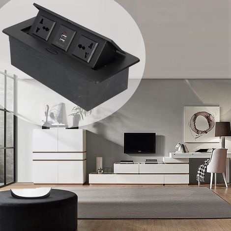 Boîtier de Prise Double USB avec Ports Pop-Up, 250V pour Bureau et Maison