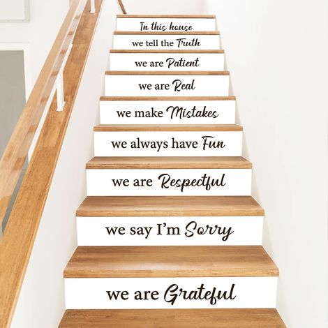 15 Bandes Adhésives pour Contremarches D'Escalier avec Texte Familial Stickers Adhésifs pour Escaliers (18x100cm) Vinyle Autocollant Citations Familiales Créatives Décoration Murale (1/5)