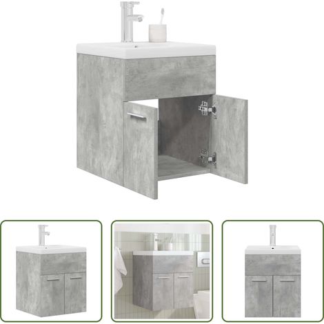 vidaXL Vasque intégrée -  Armoire lavabo de salle de bain avec bassin intégré et robinet (1/5)