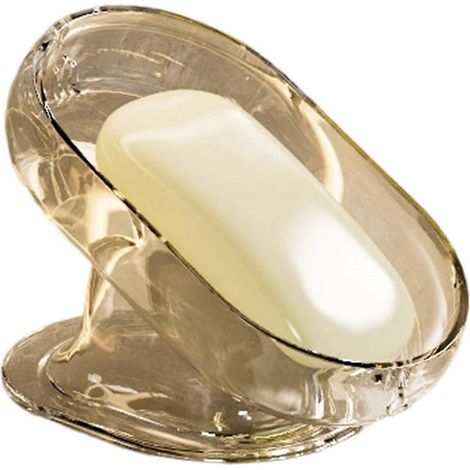 Porte-savon spacieux pour salle de bain avec trous d'évacuation, format compact et hygiénique, plateau de rangement pour savon à drainage automatique, blanc, à poser sur le rebord du lavabo (1/4)