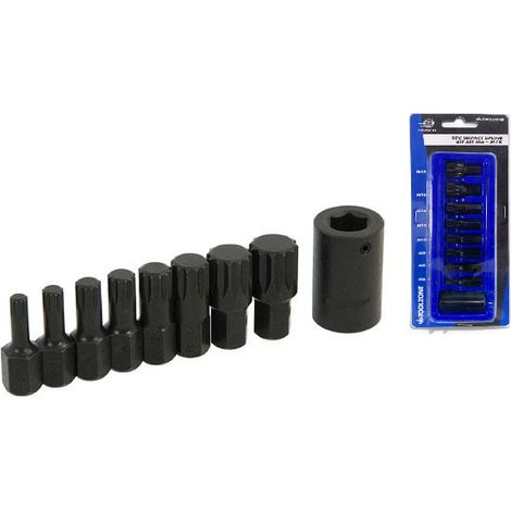 Impact Spline Bit Socket Set M6-M18 S2 Steel 1/2"" Drive 9pc SD067