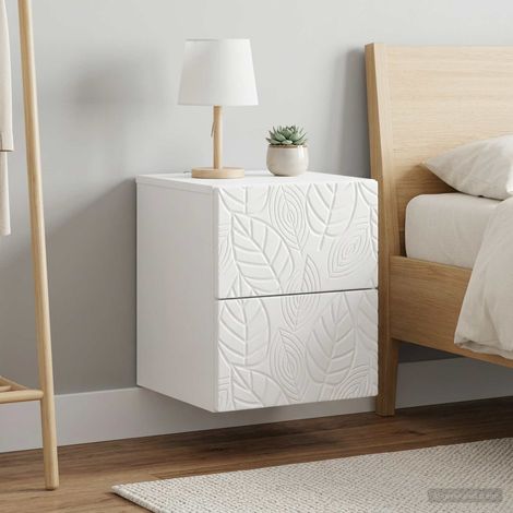 vidaXL Mesita de Noche de Pared 2 uds. Blanco Brillante (1/4)
