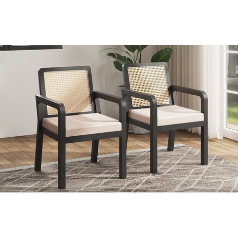 Silla comedor ergonómica de madera y ratán 56x57x83 OKMYHOME (1/5)