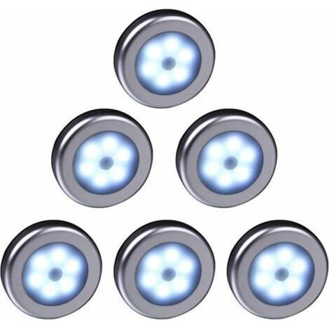 Lampe LED sans fil avec détecteur de mouvement – 6 pièces – Blanc chaud – Argent (1/5)