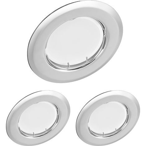 Verchromte LED-Einbaustrahler, 3 x 3 W GU10-Module, Warmweiß 3000 K, Runde Deckeneinbauleuchten, 320 lm, entspricht einer 35-W-Lampe, Dimmbar, 120° Abstrahlwinkel, 220 V, 55 mm LED-Einbaustrahler (1/5)