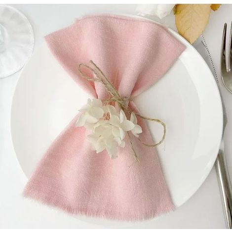 Serviettes en tissu de coton rose, 10 pièces, en gros, serviettes en mousseline, décoration de table pour mariages et fêtes (1/5)