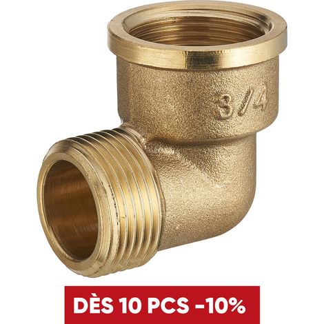 Noyon & Thiebault – Coude en laiton 3/4 mâle – Raccord fileté 20x27 – Résiste à 10 bar – Pour installations eau potable et chauffage (1/6)