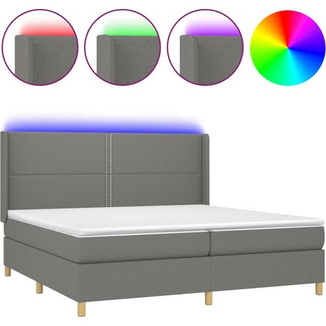 Maison Exclusive - Sommier à lattes de lit matelas LED Gris foncé 200x200 cm Tissu (1/5)