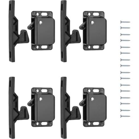4 PCS loquets de porte d'armoire Loquets tiroir, loquet à pousser pour fermer accessoires Loquet passivé en plastique camping-car caravane placards portes coulissantes maison cuisine - (1/5)