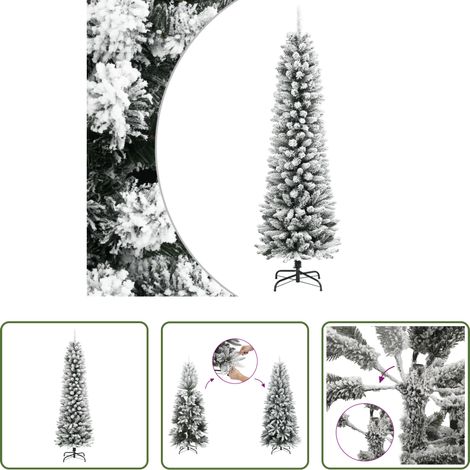 Décoration de Noël - Sapin de Noël artificiel mince avec neige floquée 180 cm PVC/PE (1/5)