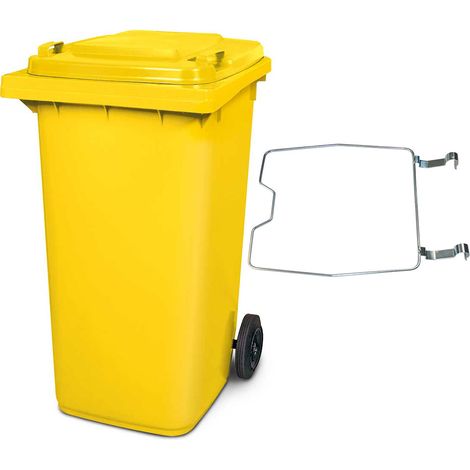 BRB Poubelle MGB 240 litres, avec anneau de serrage pour sacs poubelles, jaune