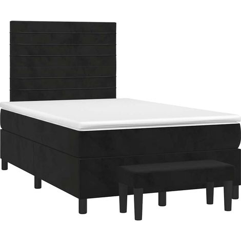 Maison Exclusive - Sommier à lattes de lit avec matelas noir 120x190 cm velours (1/5)