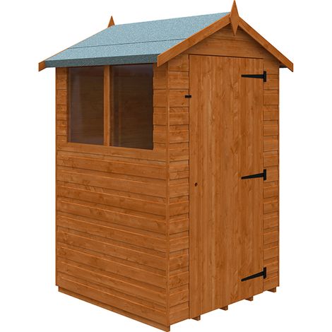 4 x 4 Feet Super Apex 12mm Shed - Solid Wood/Softwood/Pine - L115 x W115 x H203.9 cm - Burnt Orange