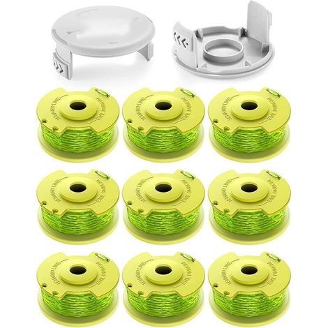 Suitable for RYOBI lawn mower accessories, AC80RL3/AC14HCA grass trimmer head, grass cutting rope (9 Spool, 2 Cover)