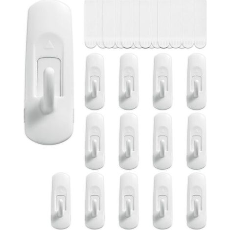 14 Hooks, Large Utility Hooks, Damage-Proof Organization Hooks, Heavy Duty with Adhesive Strips, No Tools Required Wall Hooks (1/5)