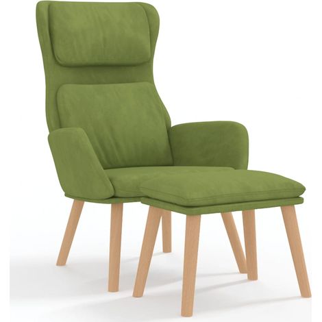 Maison Exclusive - Relaxsessel mit Hocker Hellgrün Samt (1/5)