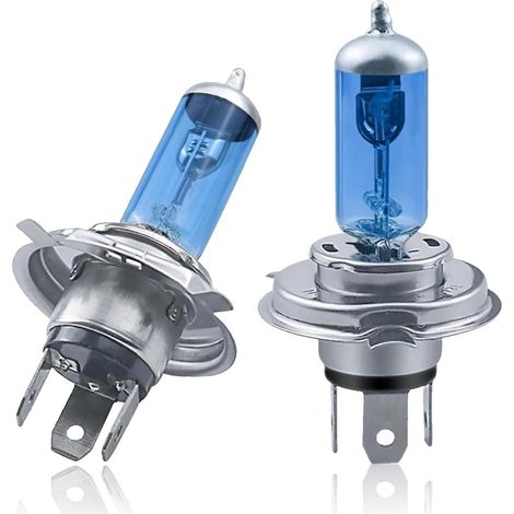 Lot de 2 ampoules halogènes H4 pour voiture, feux de croisement 6 000 K, feux de route H4 100 W, kit de conversion ultra-lumineux (lumière blanche) (1/5)
