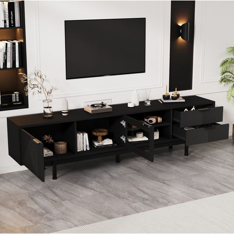 MEUBLIV Mueble TV 200x40x50,5 cm negro – 2 puertas, 2 cajones (1/5)