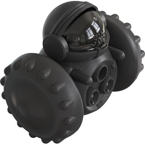 Distributeur de friandises et jouet en forme de robot pour chiens, chiots, cochons, lapins, chats et autres petits animaux. Fonctionne sans piles (Noir).