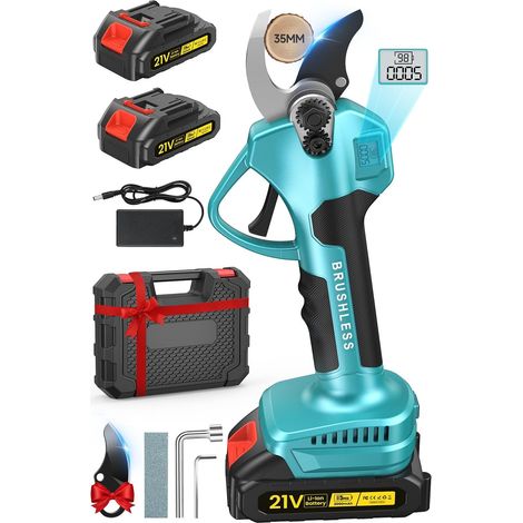 Sécateur Électrique Sans Fil 1000W, 4000mAh 35MM Secateur Electrique avec Écran, 2 Réglages Cisailles Électriques avec 2 Batteries de 2,0 Ah, Sécateur pour Jardinage, Arbres Fruitiers, Vignobles (1/5)