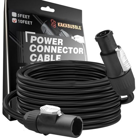 Câble PowerCON étanche IP65 14 AWG – AC PowerCON mâle vers femelle, rallonge 3 broches pour écrans LED, lumières à tête mobile, éclairage de scène – 1,52 m (1/5)
