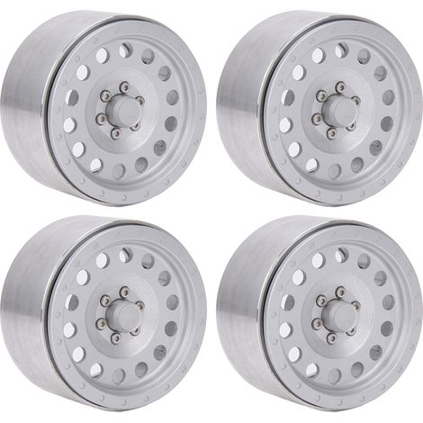 4 pièces moyeux de roue en alliage d'aluminium 2,2 pouces pour voiture RC 1/10, type à trous argenté (1/5)
