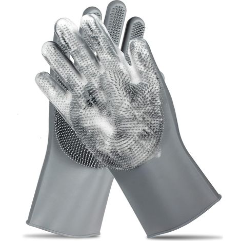 Gants de soin pour la fourrure - Brosse de bain douce pour chien - Gant de massage à cinq doigts amélioré - Gant efficace pour la mue des chiens et chats (1/5)