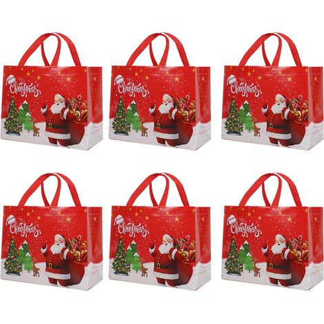 10 Sacs cadeaux, réutilisables non tissés imperméables, grands sacs courses Noël, rangement jouets famille (1/5)