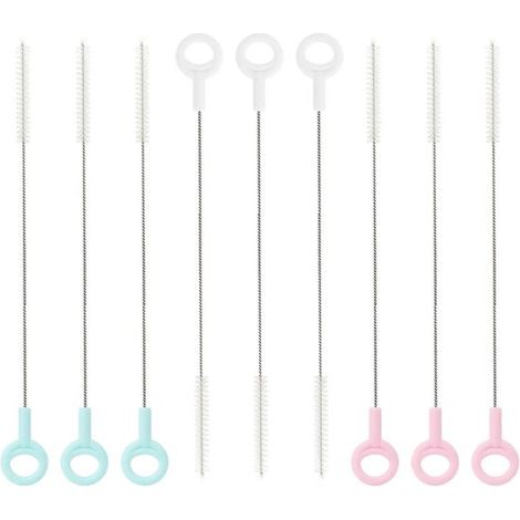 Ensemble de 9 pièces pour nettoyer les pailles : brosse de nettoyage, goupillon, goupillon pour tétine, goupillon pour paille, goupillon pour biberon, brosse de nettoyage pour paille, brosse de nettoy (1/5)