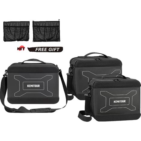 Bolsas interiores, material impermeable, capacidad ampliable, 3 bolsas con 2 bolsillos de malla. (1/2)