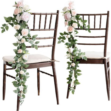 Blumenschmuck für die Trauung, Stuhldekoration, Blumenschmuck für den Traugang, Bankdekoration in Rosa (1/2)