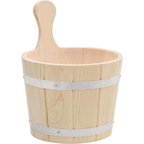 vidaXL Set de cubeta y cucharón para sauna madera maciza de pino (1/2)