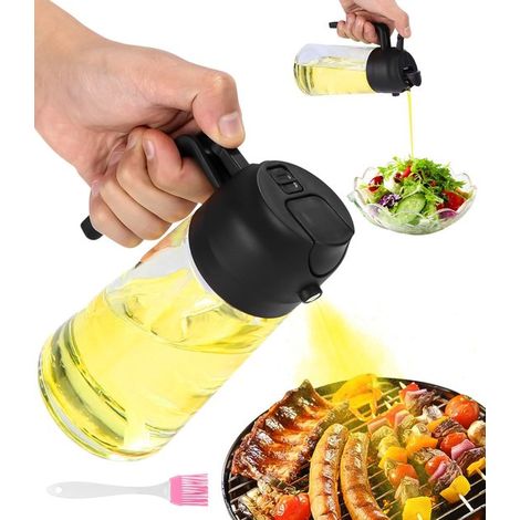 Flacone spray da cucina multifunzionale 2 in 1, capacità 500 ml, con pennello per cucinare, grigliare, cuocere al forno, utilizzare la cappa aspirante, ecc. (1/5)