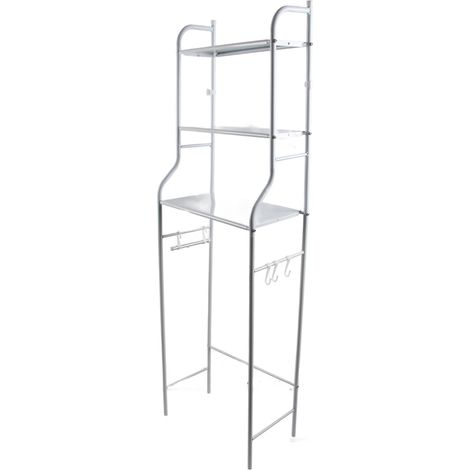 Étagère de salle de bain à 3 niveaux, grande capacité, bonne stabilité, gain de place, en métal, pour cuisine, toilettes, machine à laver, blanche (1/5)