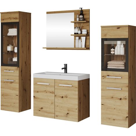 Conjunto de mueble de baño Scientia IV, Roble Artisan