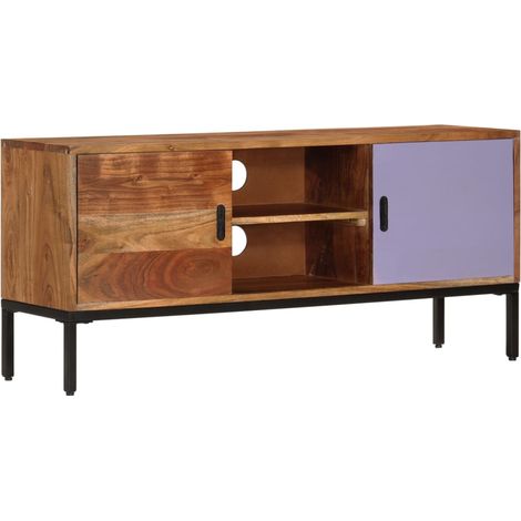 Mobile TV multimediale scaffale per televisione televisore buffet sala da pranzo soggiorno camera da letto miele e legno massello di acacia 110 x 30 x 50 cm marrone 020027727