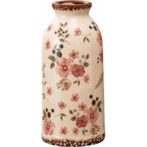 Vase à fleurs vintage en céramique style rustique français pour table de mariage, table de dîner, bureau, chambre (style 1 L) (1/5)