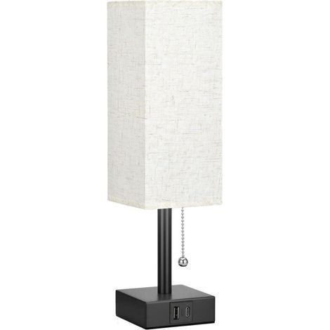 Fine linen quadrilateral table lamp with zip switch, 3-color temperature dimmable light - 111137CM (1/5)