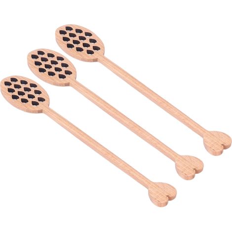 Set aus 3 herzförmigen, geschnitzten Honiglöffeln aus Naturholz (1/5)